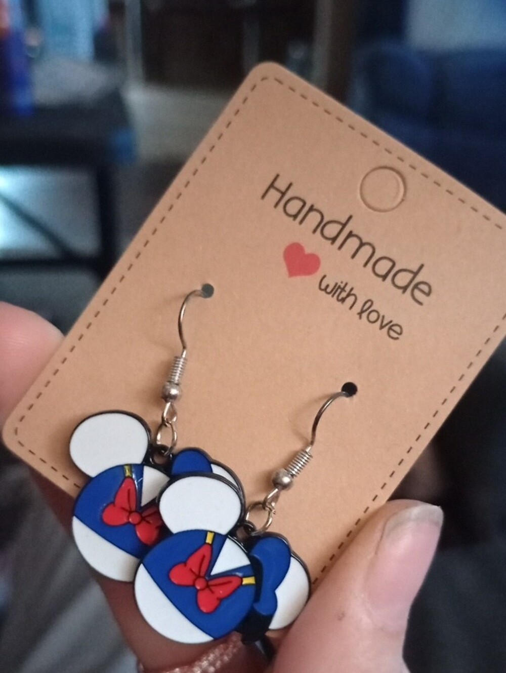 $8 Each Or Bundle 5/$20 Kids Blue Bow Donald Duck Inspired Mouse Earrings